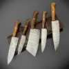 5-Piece Damascus Kitchen Knife Set – Rosewood Handle