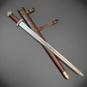 Hand-Forged Damascus Viking Sword – 9th Century Replica