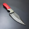 Crimson Damascus Clip Point Knife – Red Wood Handle