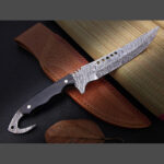 Handmade Tactical Hunting Knife – Fixed Blade with Hook Pommel or Gut Hook