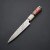 Damascus Steel Knife with Burl Wood Handle Brown