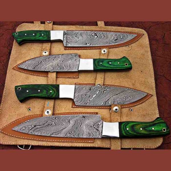 Hand-Forged Damascus Steel Chef Knife Set