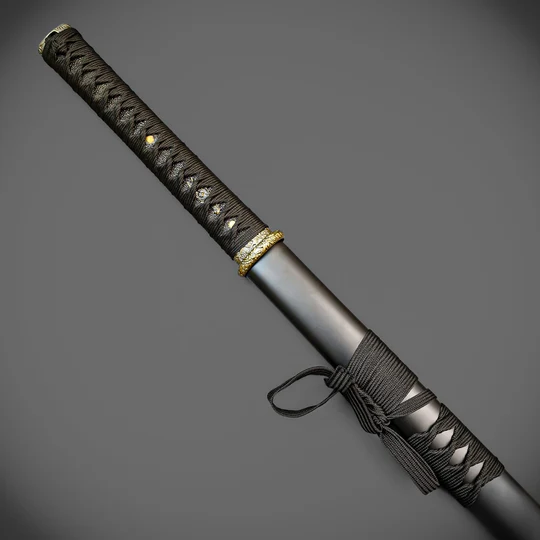 Damascus Chokutō Katana – Straight Blade & Brass Guard