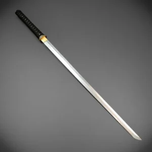 Damascus Chokutō Katana – Straight Blade & Brass Guard