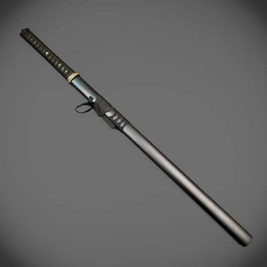 Damascus Chokutō Katana – Straight Blade & Brass Guard