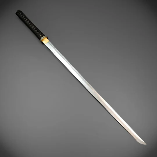 Damascus Chokutō Katana – Straight Blade & Brass Guard